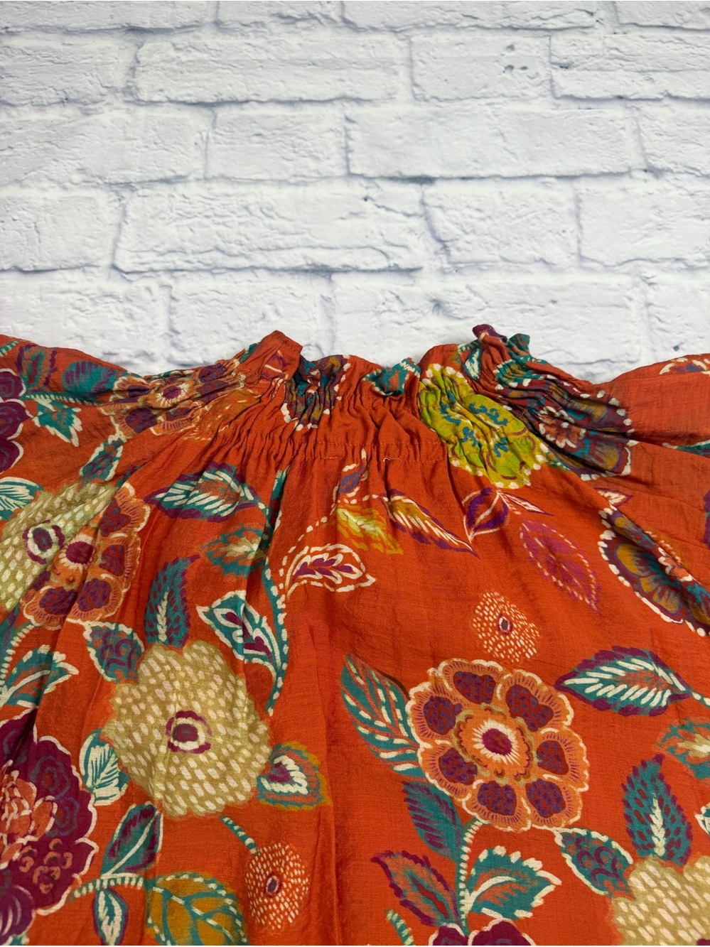NWT Anthropologie THML Orange Floral Bohemian Blouse. Size Large. - Picture 10 of 11